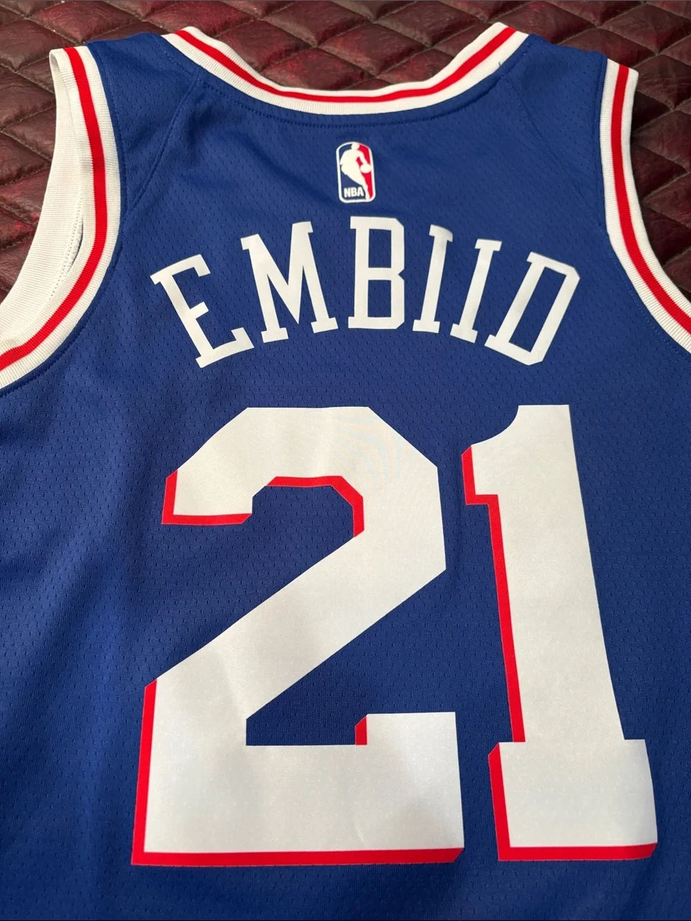 Nike Blue PHILA #21 Basketball Jersey with Red & White Trim NBA
